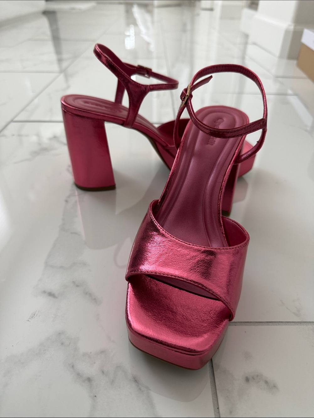 Metallic Pink Platform Block Heel NWT